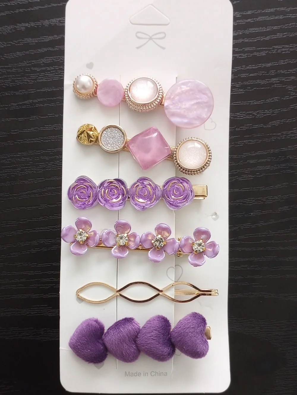 Lavender Floral & Faux Pearl Hair Clip Set Women’s Purple Hair Accessories